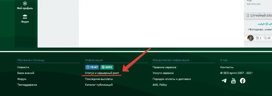 Статус и карьерный рост в Сеоспринт